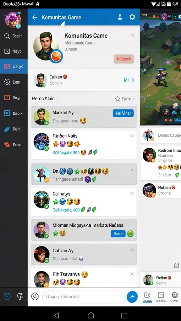 asg55 - Screenshot menunjukkan menu karakter dan item yang tersedia.